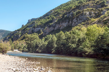 River in the alps of France on a sunny day