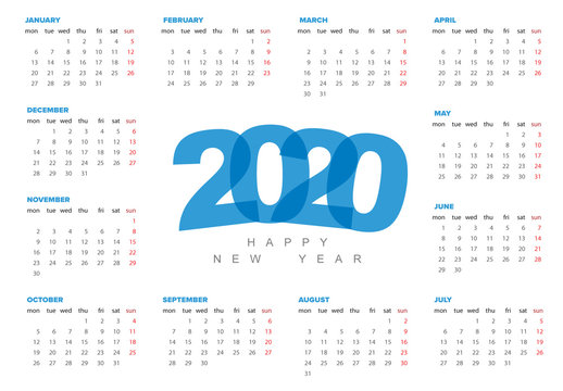 2020 Calendar Layout