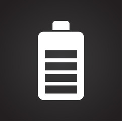Battery icon on black background for graphic and web design, Modern simple vector sign. Internet concept. Trendy symbol for website design web button or mobile app