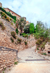 Gordes village in France on a cloudy day
