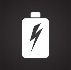 Battery icon on black background for graphic and web design, Modern simple vector sign. Internet concept. Trendy symbol for website design web button or mobile app