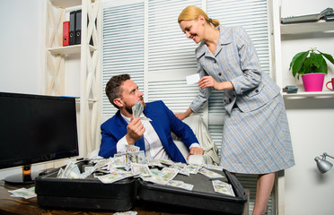 Create bank account. Bank assistant offer plastic card. Credit loan and cash concept. Businessman...