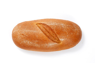 Fresh bread on white background. Beautifully sprinkled with flour.
