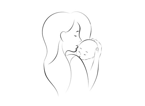 Drawing Of A Mother And Daughter In Love Outline Sketch Vector, Mother S  Love Drawing, Mother S Love Outline, Mother S Love Sketch PNG and Vector  with Transparent Background for Free Download