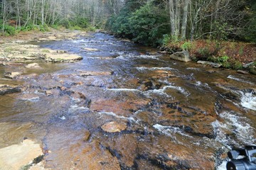 Close-up of a flowing river in the wilderness