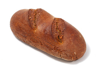 Fresh bread on white background. Beautifully sprinkled with flour.