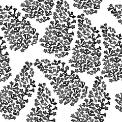 Seamless pattern. Lilac inflorescence. Hand painted grunge watercolor black and white abstract pattern. Doodle effect for design overlays.