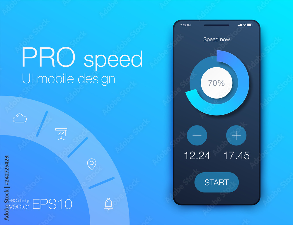 Poster fitness app. ui ux design. ui design concept with web elements