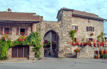 Yvorie village in northern France on a cloudy day