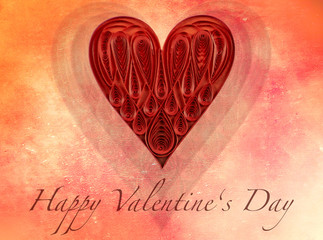 Orange textured background and red heart shape, with text 