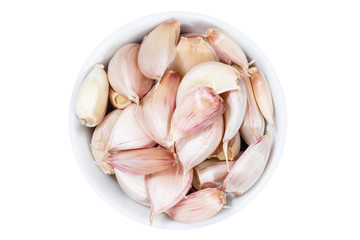 Knoblauch Zehen Knoblauchzehen von oben isoliert freigestellt Freisteller
