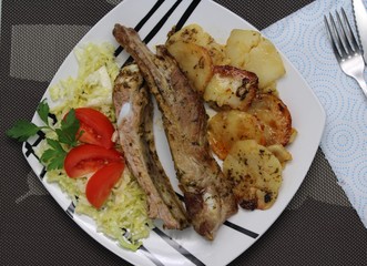 Plate with rib roasted