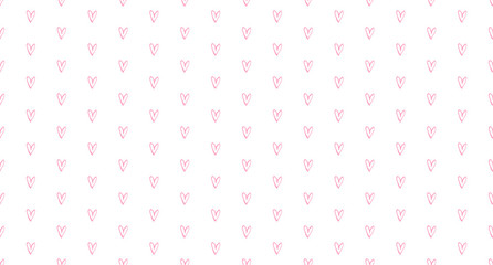 Hand drawn background with colored hearts. Seamless grungy wallpaper on surface. Abstract texture with love signs. Lovely pattern. Line art. Print for banner, flyer or poster