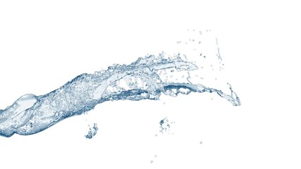 4k slow motion 3d blue vortex water flow with a splashes isolated on a white background with alpha matte - Powered by Adobe