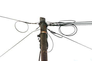 Overhead assorted cable pole. 