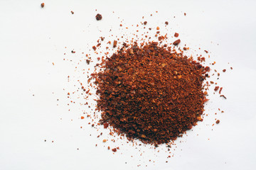 Mix of spices close-up on white.