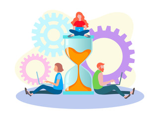 The young people are doing urgent work.