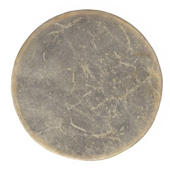 Top view of drum leather  isolated on white background. Drum head