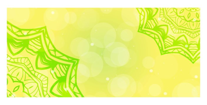 Yoga card template with mandala pattern. For business card, fitness center, meditation class. Vector illustration.