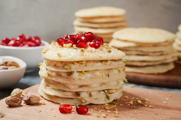 Moroccan Pancake Layer Cake - Baghrir Cake.
