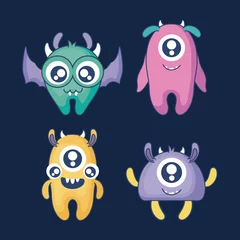 Fotobehang group of cute monsters card © djvstock