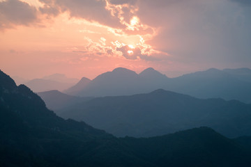 Sunset from a viewpoint on a mountain in Nong Khiaw, Laos