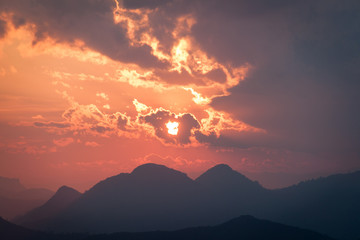 Sunset from a mountain top in Nong Khiaw, Laos