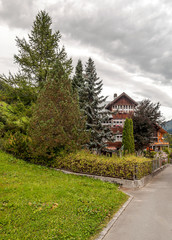 Murren mountains in Switzerland on a cloudy day