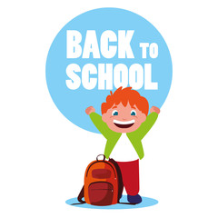 little student boy with school bag