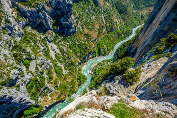 Vue panoramique sur les Gorges du Verdon, Grand Canyon. Alpes de Haute Provence, France.	