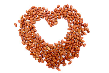 Red peanuts, fried peanut. Peanuts on white background.