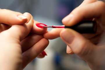 Nail service in a beauty salon macro