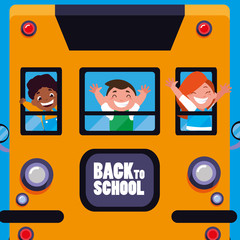 happy students kids in the school bus