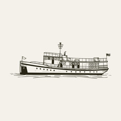 Obraz premium Hand drawn ship vector illustration