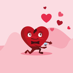 cute heart male with wine cup character