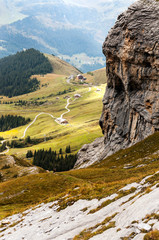 Murren mountains in Switzerland on a cloudy day