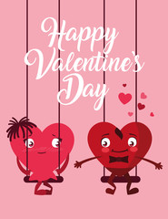 Obraz premium cute hearts couple love in swing
