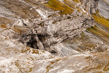 Murren mountains in Switzerland on a cloudy day
