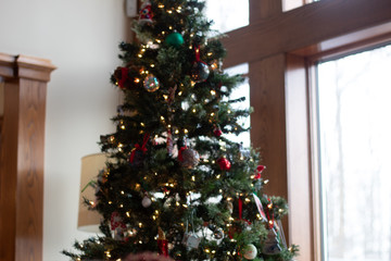 christmas tree with gifts and decorations