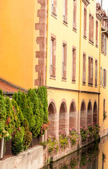 Street in Colmar in Alsace in northern France on a sunny day