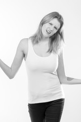 Girl with emotions sad anger mad scream