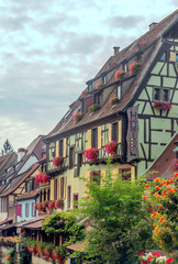 Street in Colmar in Alsace in northern France on a sunny day