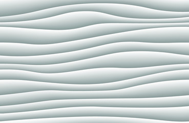 White abstract wave background. 3d waves pattern texture. Geometric black and white wallpaper. Curve wall decor pattern. Vector illustration.
