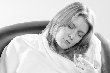 a sick girl with the cold