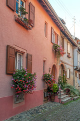 Street in Colmar in Alsace in northern France on a sunny day