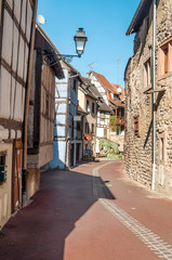 Street in Colmar in Alsace in northern France on a sunny day