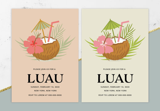 Tropical Luau Party Invitation Layout