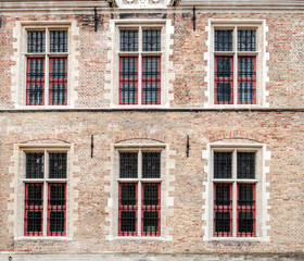 Facades of houses in Bruges, Belgium.