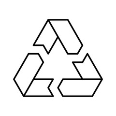 Recycling symbol. Environmental or ecological symbol. Simple flat vector icon. White sign with black outline.