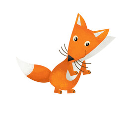 Obraz premium cartoon scene with fox on white background - illustration for children